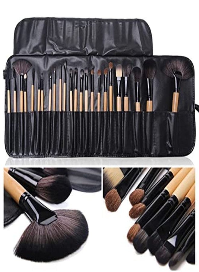 Tuch-much Tuch - Much 24pcs Makeup Brush Set for Foundation| Face Powder| Blush Blending Brushes| Wooden Handle Cruelty-free Synthetic Fiber| Bristles With Leather Case| (Handle May Vary) - Image 1