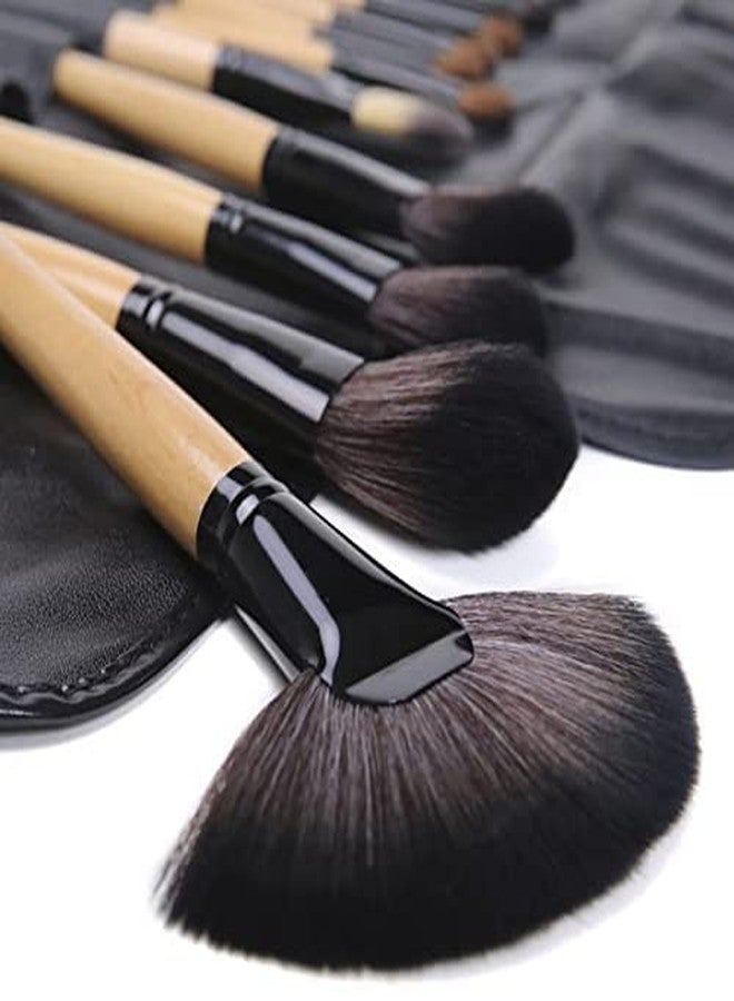 Tuch-much Tuch - Much 24pcs Makeup Brush Set for Foundation| Face Powder| Blush Blending Brushes| Wooden Handle Cruelty-free Synthetic Fiber| Bristles With Leather Case| (Handle May Vary) - Image 3