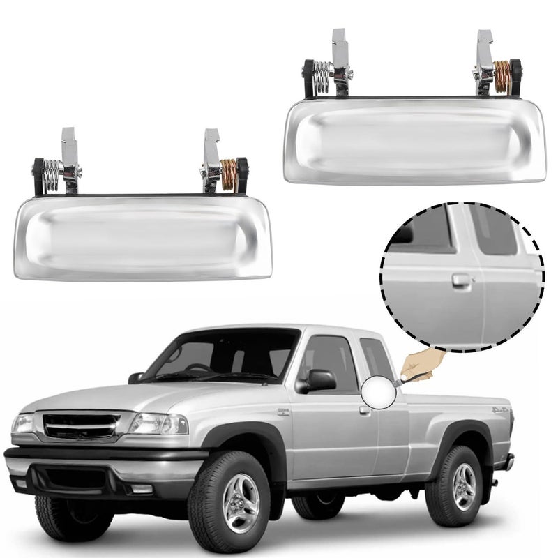 Exterior Door Handle Chrome Metal Passenger Handle Front Left Driver Right Compatible with Ford Mazda Vehicle B2300 B3000 B4000 20012010 Ranger 19982011 Replace MA1310118 2L5Z1022404BAA 2PCS