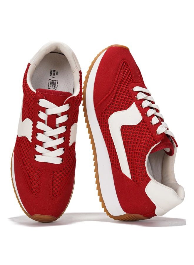 Project Cloud Sneakers for Women – Lightweight Lace-Up Shoes for Women with Memory Foam Insoles – Trendy Womens Shoes – Non-Slip, Comfortable Womens Sneakers (Madison), Red, 5.5 - Image 1