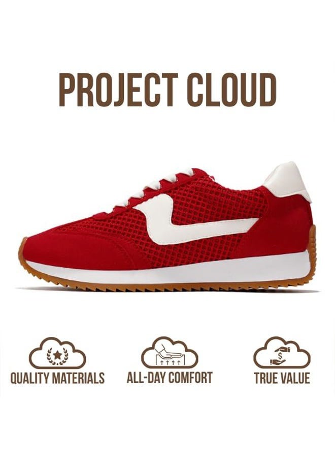 Project Cloud Sneakers for Women – Lightweight Lace-Up Shoes for Women with Memory Foam Insoles – Trendy Womens Shoes – Non-Slip, Comfortable Womens Sneakers (Madison), Red, 5.5 - Image 4