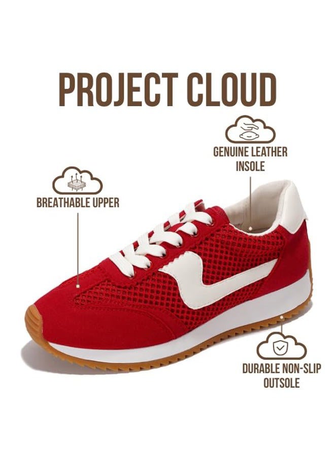Project Cloud Sneakers for Women – Lightweight Lace-Up Shoes for Women with Memory Foam Insoles – Trendy Womens Shoes – Non-Slip, Comfortable Womens Sneakers (Madison), Red, 5.5 - Image 3