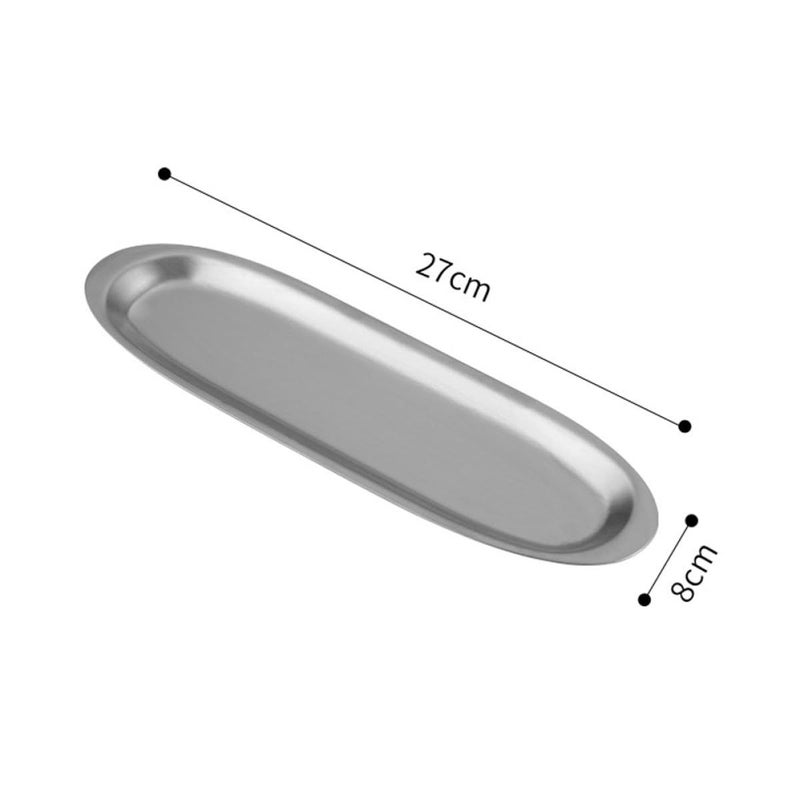 Stainless Steel Sushi Plate 27cm Silver Hot Pot Shrimp Paste Tray - Image 3