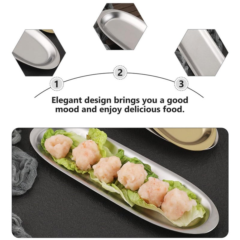 Stainless Steel Sushi Plate 27cm Silver Hot Pot Shrimp Paste Tray - Image 5