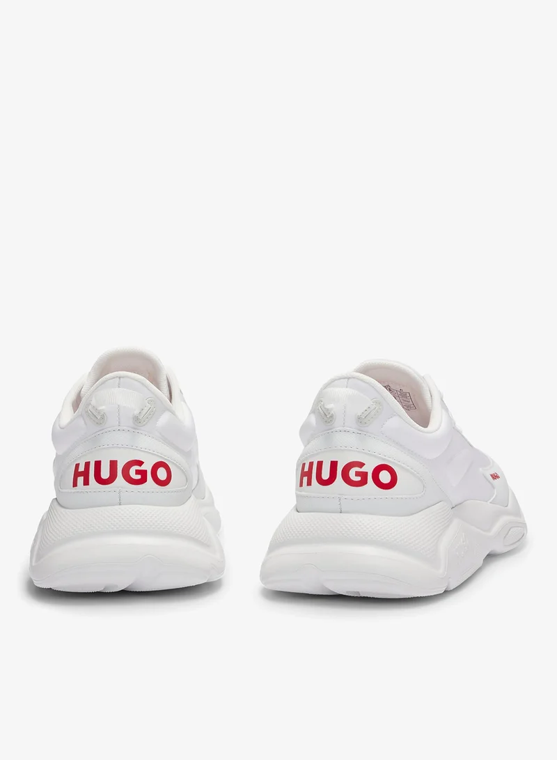 HUGO Mixed-material lace-up trainers with faux leather