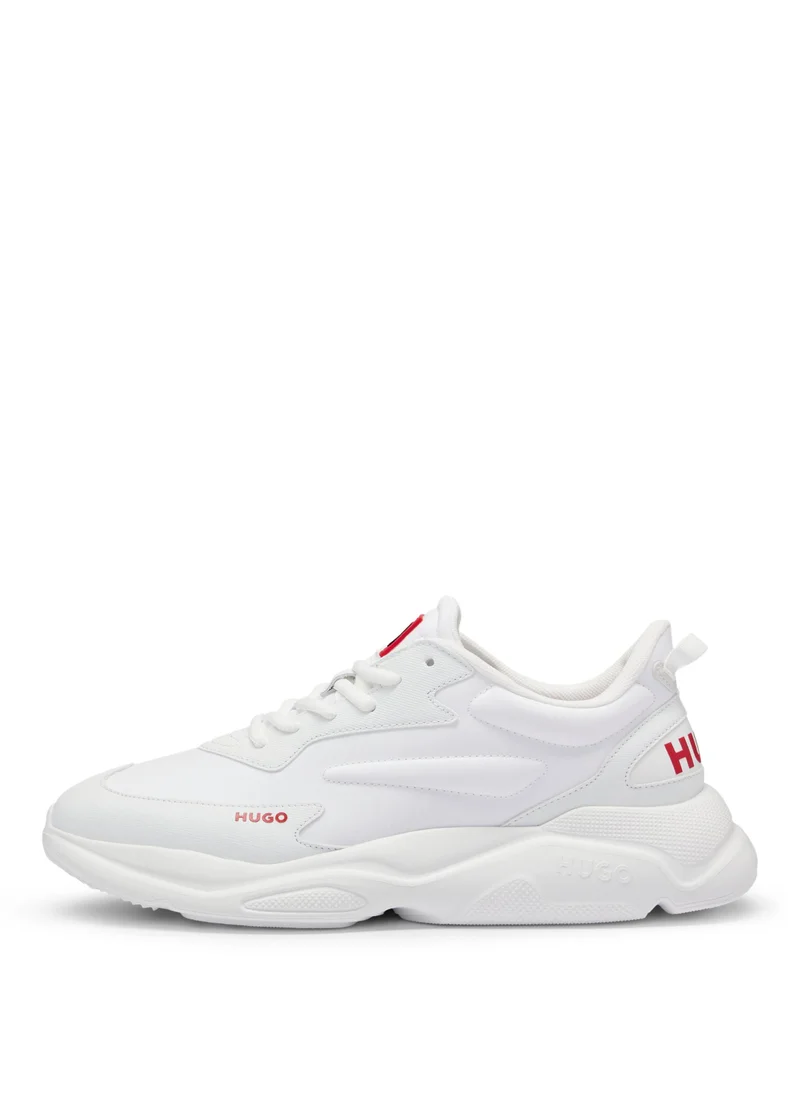 HUGO Mixed-material lace-up trainers with faux leather