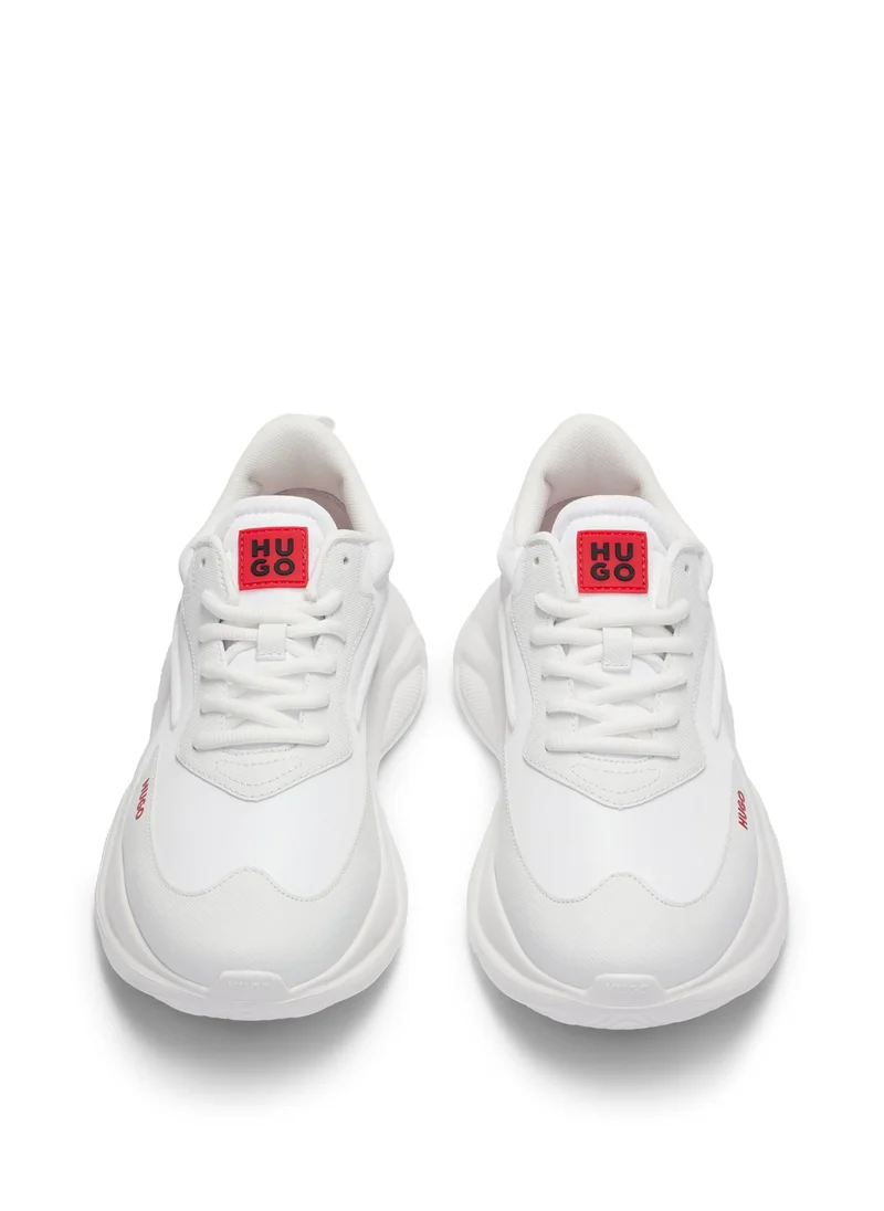 HUGO Mixed-material lace-up trainers with faux leather