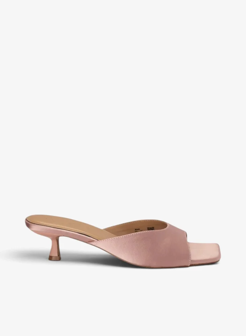 Square‑Toe Mid Heel Mule Sandals