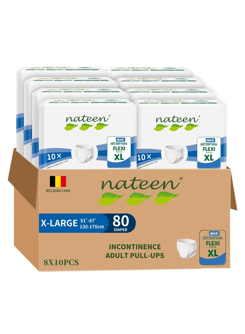 nateen Flexi Maxi Adult Diapers Pants,Incontinence Night Time Pull Up,Extra Large,Waist Size 130-170Cm,80 Count Adult Pull Ups,Superior Comfort,Excellent Combination Of Protection. (80 Count) - Image 1