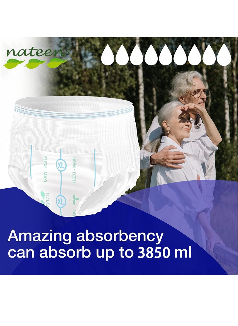 nateen حفاضات Flexi Maxi للبالغين، حفاضات سحب ليلية لسلس البول، كبيرة جدًا، مقاس الخصر 130-170 سم، 80 قطعة من حفاضات السحب للبالغين، راحة فائقة، مزيج ممتاز من الحماية. (80 قطعة)  - Image 4