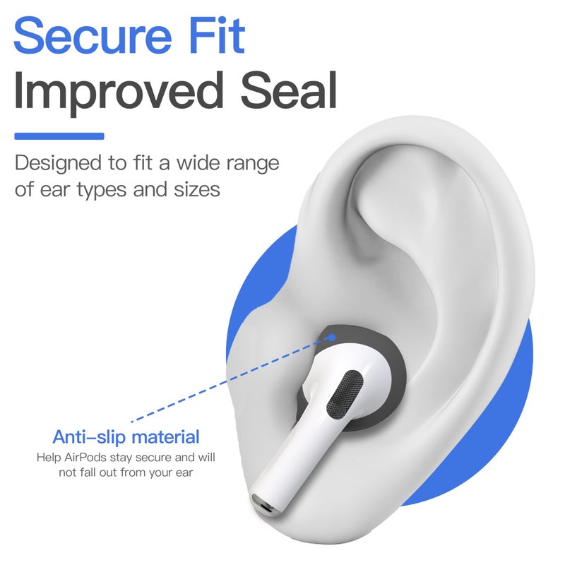 DamonLight [Fit in Case] 3 Pairs Cover for AirPods Pro 3 DamonLight Anti Scratches Add Grip Sport Ear Tips [US Patent Registered] Compatible with AirPods Pro 3rd Generation 2025 (Gray) - Image 5