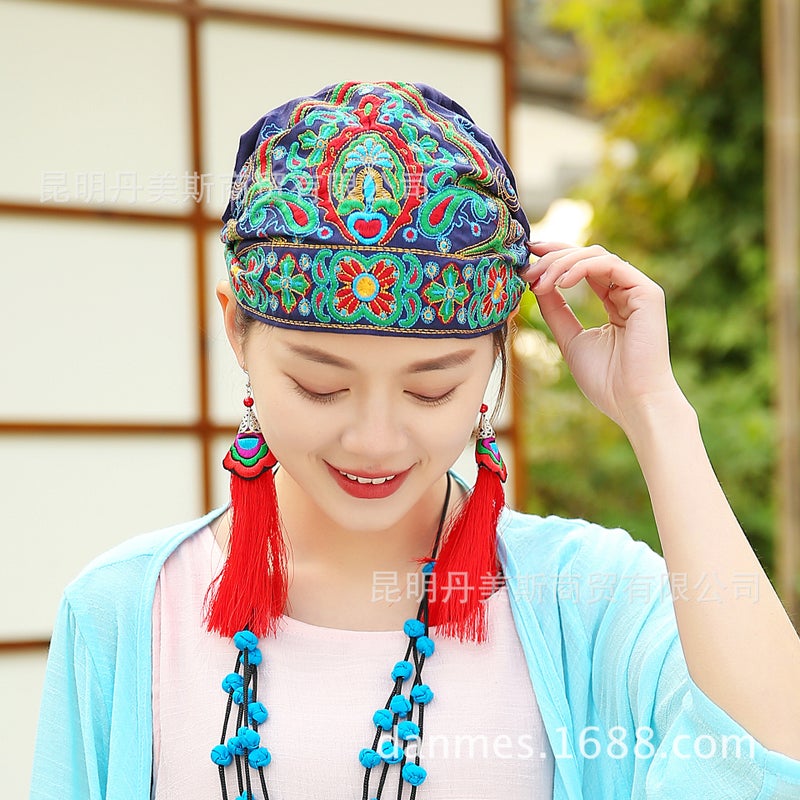 New Ethnic Style Fashion Embroidered Hat Embroidered Hat Travel Casual Headscarf Hat Travel Fashion Adult Hat - Image 3