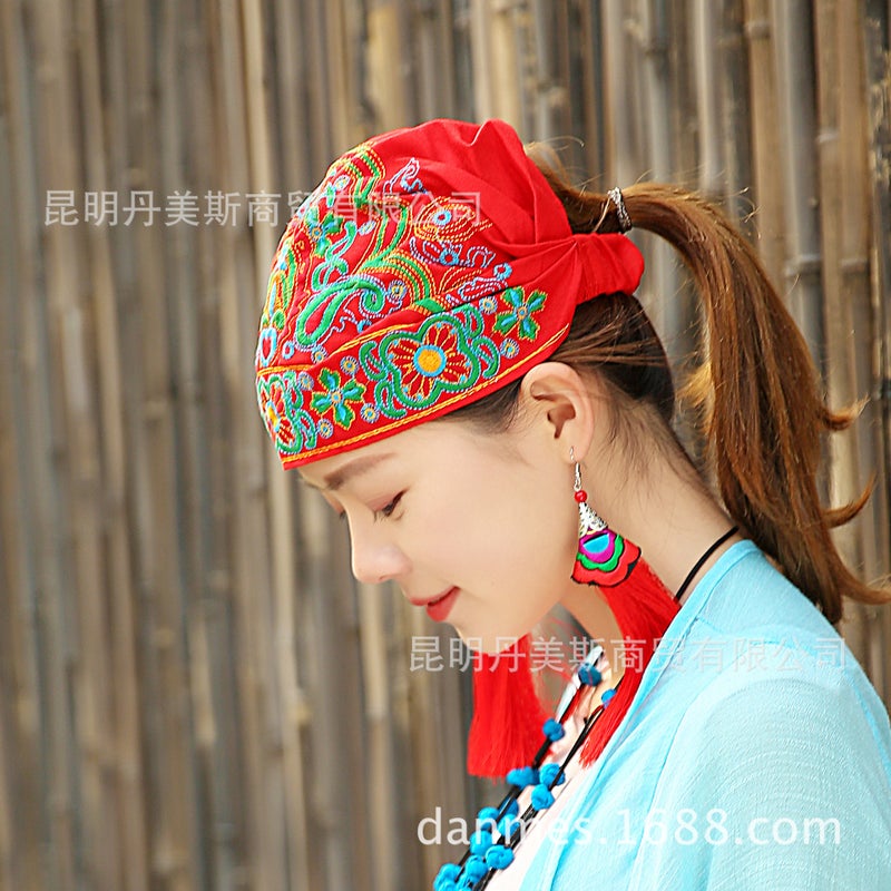 New Ethnic Style Fashion Embroidered Hat Embroidered Hat Travel Casual Headscarf Hat Travel Fashion Adult Hat - Image 2