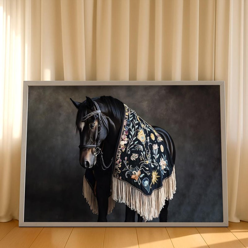 ماركتنا لوحة قماشية بتصميم خيل مع برواز مجوف مقاس (90×60) قطعة واحدة - Image 2