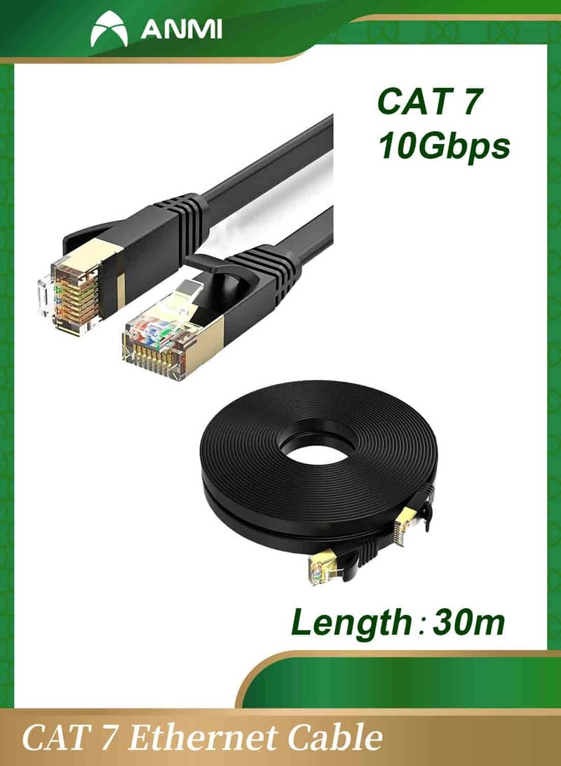 Anmi 30m Cat 7 Ethernet Cable High Speed Flat GB RJ45 LAN 10GB PS600Mhz shieldedInternet Network PatchCord Compatible for Gaming Ps5/Ps4/Ps3 XBOX PC Laptop Modem Router - Image 1