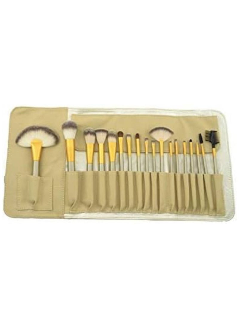 Generic Makeup Brushes 18 PCs Makeup Brush Set Professional Wood Handle Premium Synthetic Contour Concealers Foundation Blending Face Powder Eye shadow Cosmetic Brushes with PU Leather Bag  - Image 4