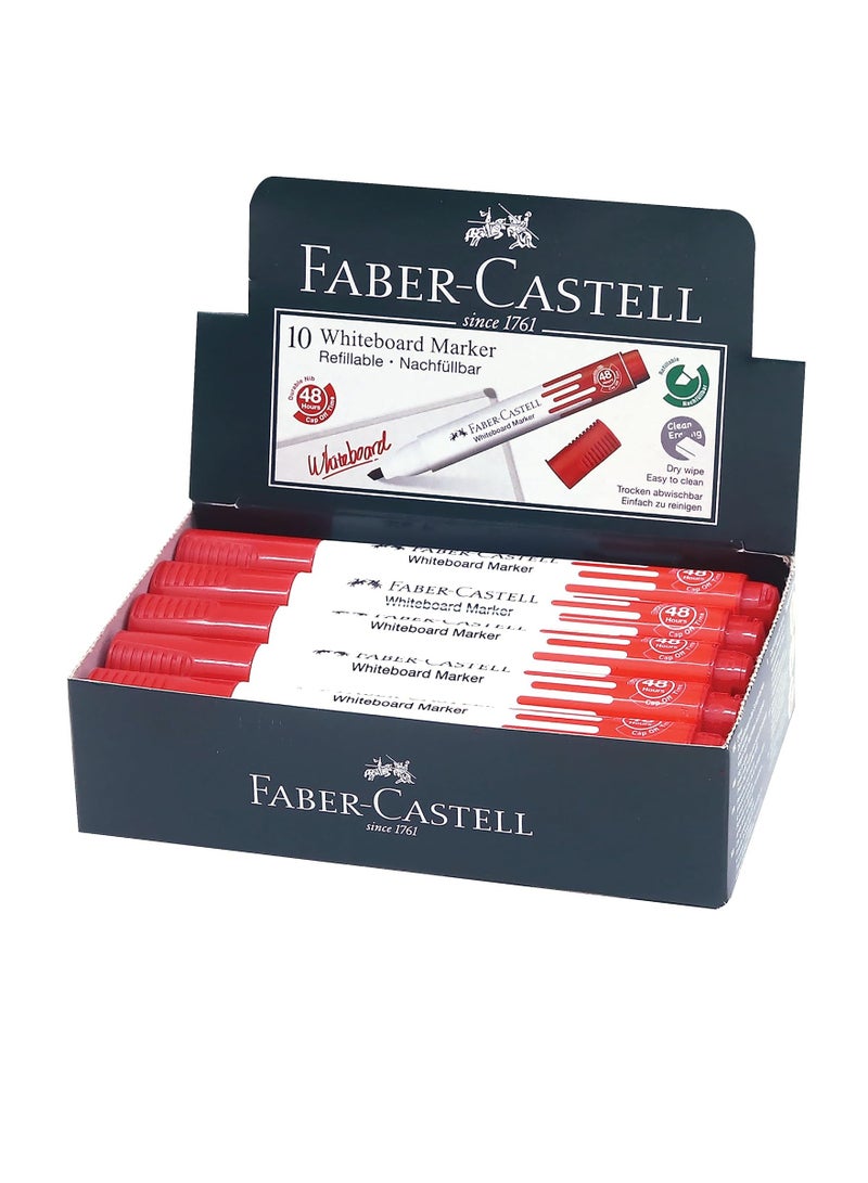 FABER-CASTELL علامة سبورة بيضاء بزاوية 10 قطع حبر أحمر - Image 1