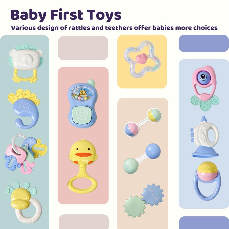 Cuterabit 13PCS Baby Rattles 0-6 Months, Baby Teething Toys with Storage Case, Infant Toys 0-3-6-12 Months, Baby Girl Toys, Best Newborn Christmas Gift for Babies Infants Boy Girl - Image 2