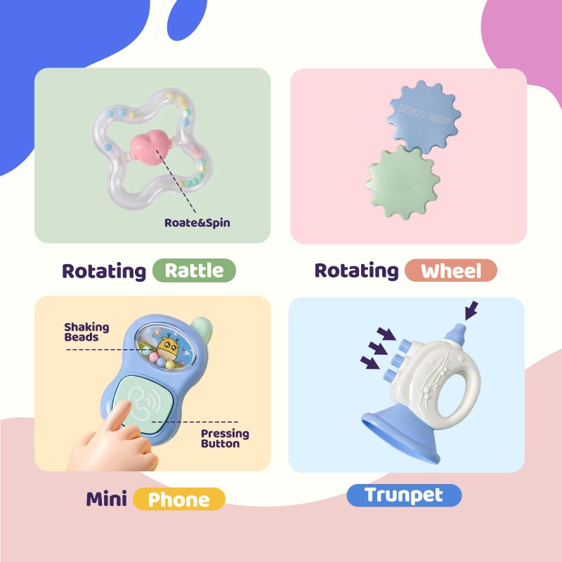 Cuterabit 13PCS Baby Rattles 0-6 Months, Baby Teething Toys with Storage Case, Infant Toys 0-3-6-12 Months, Baby Girl Toys, Best Newborn Christmas Gift for Babies Infants Boy Girl - Image 5