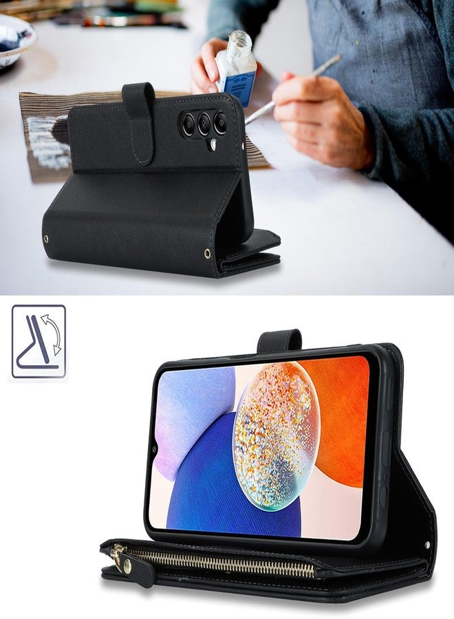 Jaorty Fit for Samsung Galaxy A14 (5G 2023) Wallet Case for Women & Men with Strap,Galaxy A14 Crossbody Phone Case with Card Holder,Shoulder Lanyard,Zipper PU Leather Case 6.6",Black - Image 4