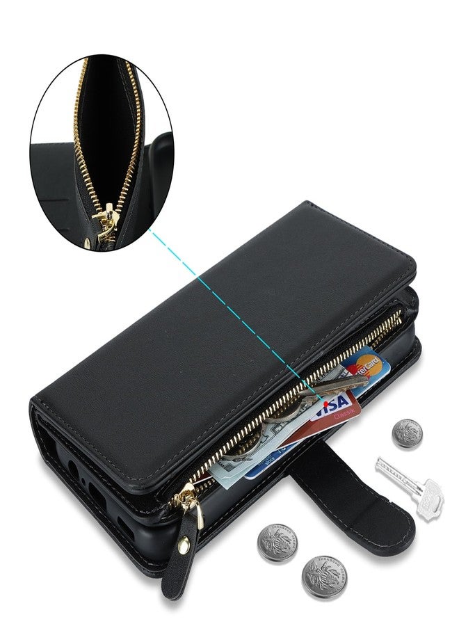 Jaorty Fit for Samsung Galaxy A14 (5G 2023) Wallet Case for Women & Men with Strap,Galaxy A14 Crossbody Phone Case with Card Holder,Shoulder Lanyard,Zipper PU Leather Case 6.6",Black - Image 2