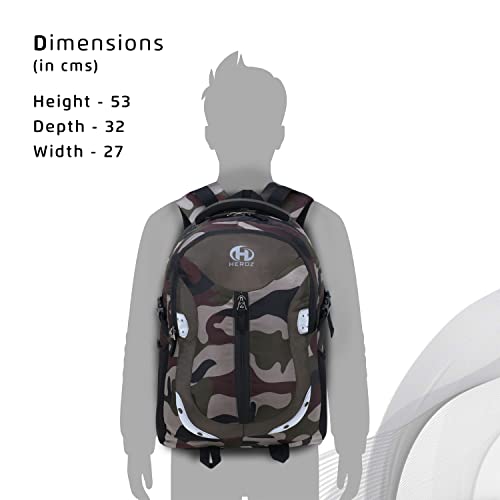 HEROZ Harbour Unisex Nylon 28 L Medium Size Travel Laptop Backpack Water Resistant Slim Durable Fits Up to 15.6 Inch Laptop Notebook (153-ALL) (Army Green Jungle) - Image 5