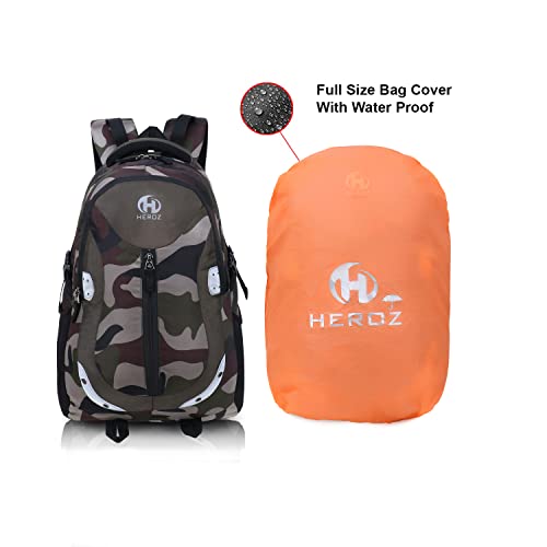 HEROZ Harbour Unisex Nylon 28 L Medium Size Travel Laptop Backpack Water Resistant Slim Durable Fits Up to 15.6 Inch Laptop Notebook (153-ALL) (Army Green Jungle) - Image 4