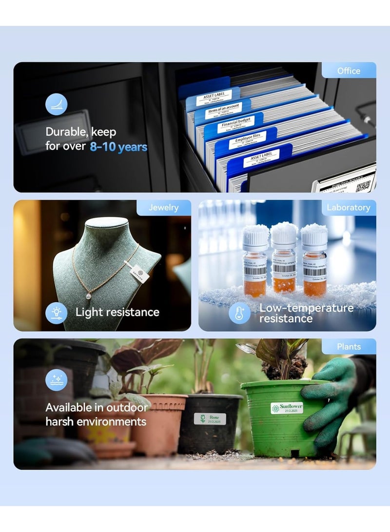 نيمبوت صانع ملصقات N1 مع شريط، طابعة ملصقات بلوتوث محمولة تدعم طباعة الشريط الملون، ملصق صغير قابل لاعادة الشحن للمنزل والمكتب والاعمال الصغيرة والتخزين في الهواء الطلق، ابيض - Image 4