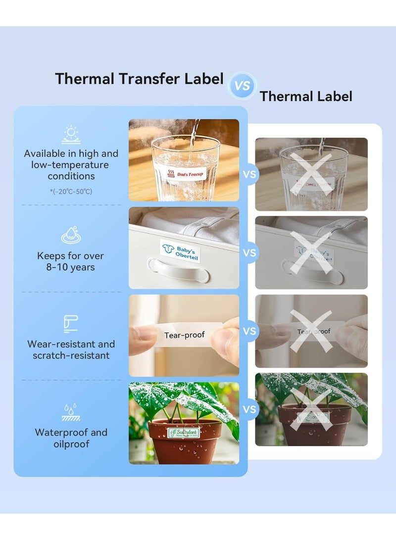 نيمبوت صانع ملصقات N1 مع شريط، طابعة ملصقات بلوتوث محمولة تدعم طباعة الشريط الملون، ملصق صغير قابل لاعادة الشحن للمنزل والمكتب والاعمال الصغيرة والتخزين في الهواء الطلق، ابيض - Image 3