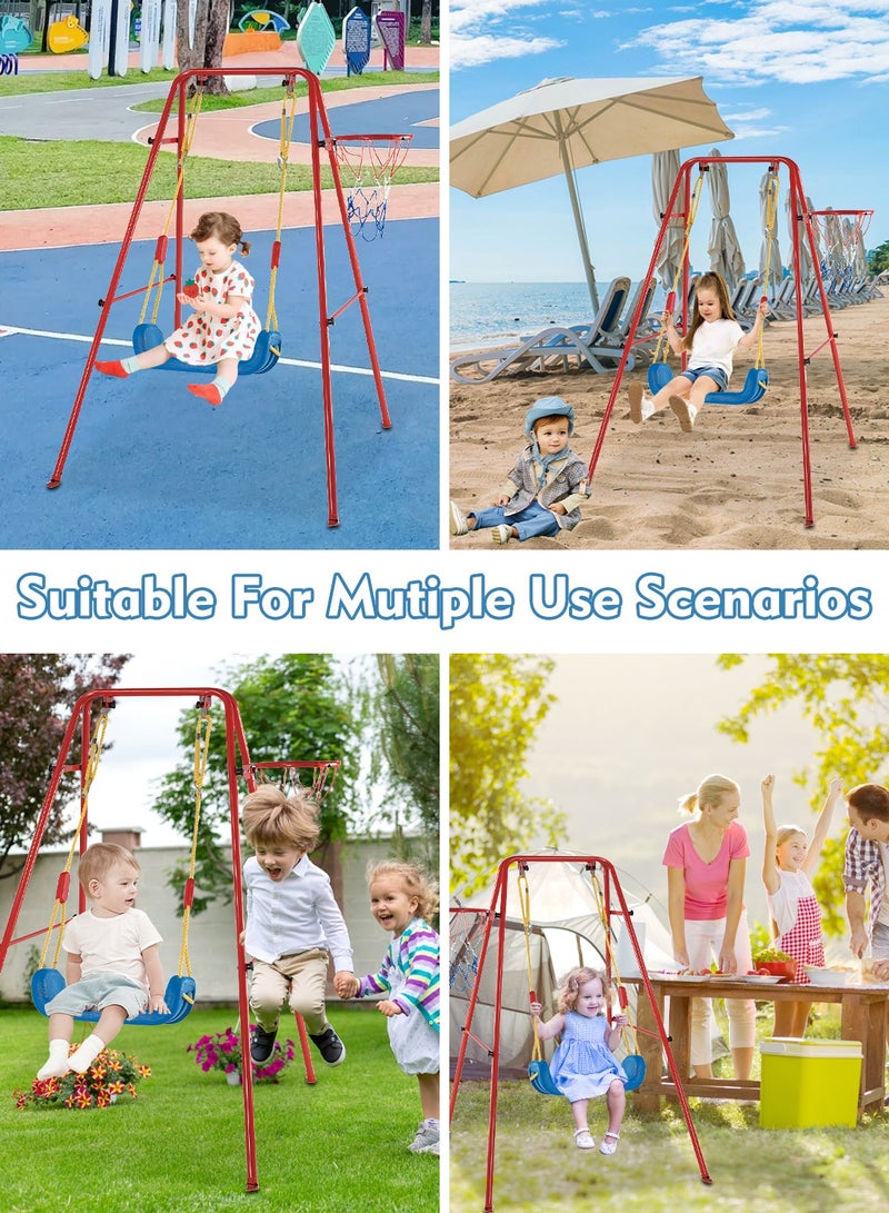 MaBaby A-Frame Swing Set - Outdoor Backyard Swing for Kids with Non-Slip Seat, Rust-Resistant Frame & Easy Assembly - Garden Playground Equipment Gift for Children - Image 4