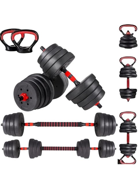 7-in-1 Dumbbell Set with Connecting Rod as Barbell, Kettlebell and Push-ups