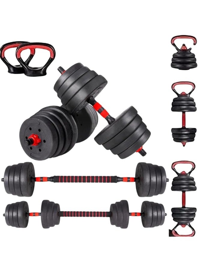 7-in-1 Dumbbell Set with Connecting Rod as Barbell, Kettlebell and Push-ups