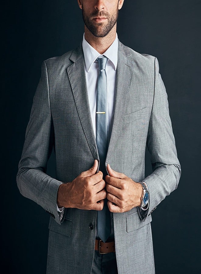 Thunaraz Tie Tacks for Men Tie Bar Clip for Regular Ties Necktie Mens Ties Tacks Clutch with Chain for Wedding Business Pin Clips Mixes Color - Image 3