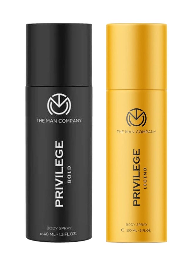 The Man Company Pack Of 2 Privilege Active Deodorant For Men| Premium Body Spray | Long-Lasting Fragrance | Perfect Deo For Everyday Use | Gift For Husband, Boyfriend - 150ml Gold/Black 