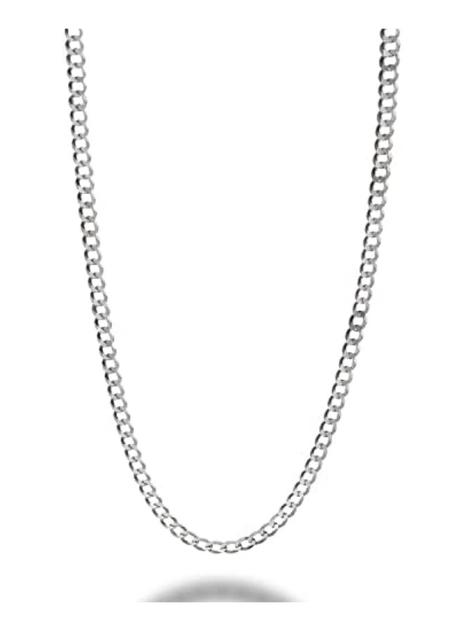 925 Sterling Silver 3.5mm Italian Solid Curb Cuban Link Chain Necklace  - Image 1