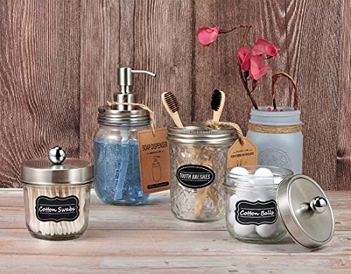 Amolliar Mason Jar Liquid Soap Dispenser, Rustproof Stainless Steel Pump Lid, Refillable Hand Soap for Bathroom, Dish Soap Dispenser for Kitchen, Bath, Waterproof Stickers,16Oz Brushed Nickel(2 Pack) - Image 5