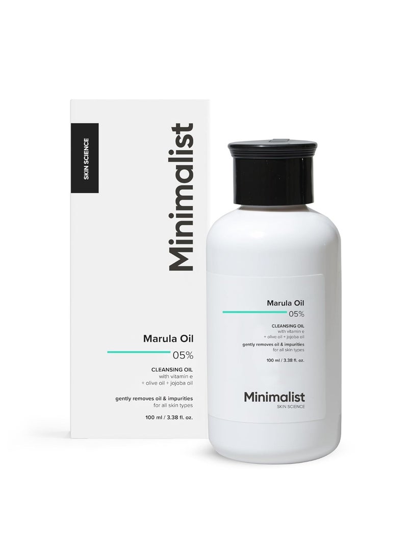 MINIMALIST Face Cleansing Oil with 05% Marula| Deep Cleanser for Makeup & Sunscreen Removal | Enriched with Vitamin E, Supports Skin Barrier & Hydration | Cleans Without Drying, Nourishes & Softens Skin | Suitable for All Skin Types | Men & Women | 100ml - Image 1