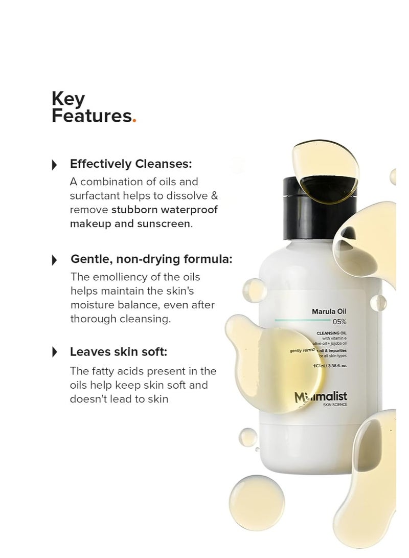 MINIMALIST Face Cleansing Oil with 05% Marula| Deep Cleanser for Makeup & Sunscreen Removal | Enriched with Vitamin E, Supports Skin Barrier & Hydration | Cleans Without Drying, Nourishes & Softens Skin | Suitable for All Skin Types | Men & Women | 100ml - Image 4