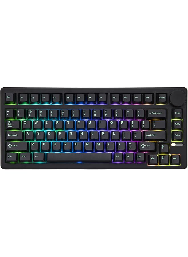 EPOMAKER Qk81 75% Wireless Mechanical Gaming Keyboard Qmk/Via Programmable And Hot Swappable 81 Keys With Metal Knob 2.4Ghz/Bt/Usb Creamy Gasket Mount Rgb Backlight (Black Wisteria Switch) - Image 1