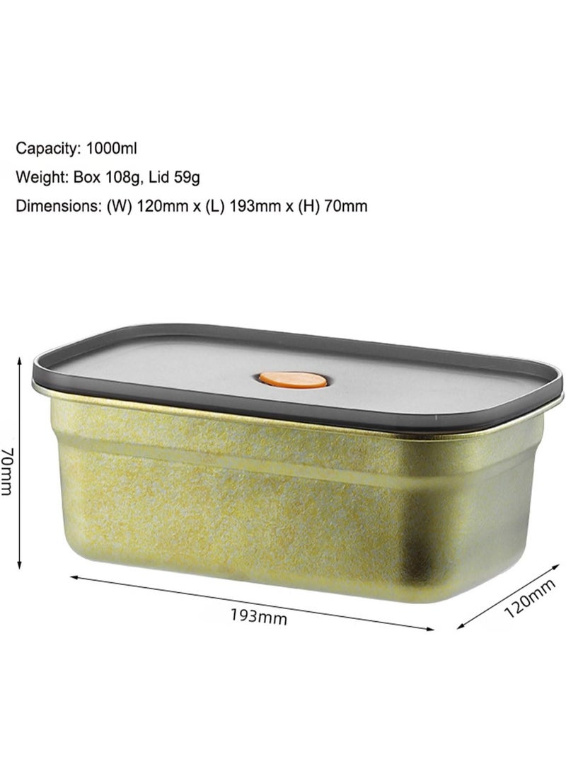 علبة غداء سعة 1 لتر من التيتانيوم بغطاء مقاوم للتسرب، خفيفة الوزن، متينة، قابلة لإعادة الاستخدام، حاوية تخزين طعام للخارج، التخييم، المكتب، مطبخ المنزل، آمنة للغسالة الصحون (ذهبي) - Image 2