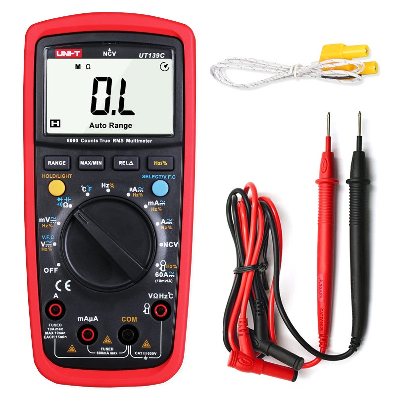 UNI-T UNIT UT139C Digital Multimeter Auto Range True RMS Meter Handheld Tester 6000 Count Voltmeter Temperature Test