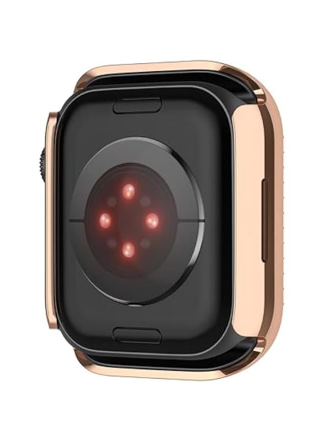 Compatible for Apple Watch Case Built in Tempered Glass Screen Protector 45mm Series 9 8 7 Crystal Diamond Rhinestone Bumper Bling Cases iWatch Protective Cover for Women Girls, Rose Gold - Image 3