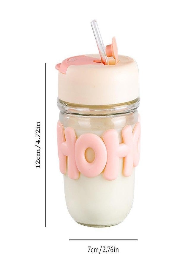 CAPSEA HOHO Glass Mug Shaker with Silicone Holster, Leak-Proof Lid & Straw - 350ml Small Glass Bottle with Silicone Cover for Kids Girls Boys, Iced Coffee, Smoothie, Baby Milk, Travel Sipper Cup -1 Pc - Image 2