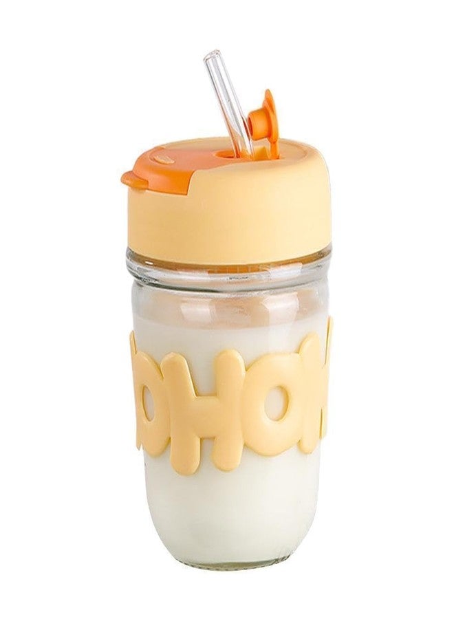 CAPSEA HOHO Glass Mug Shaker with Silicone Holster, Leak-Proof Lid & Straw - 350ml Small Glass Bottle with Silicone Cover for Kids Girls Boys, Iced Coffee, Smoothie, Baby Milk, Travel Sipper Cup -1 Pc - Image 3