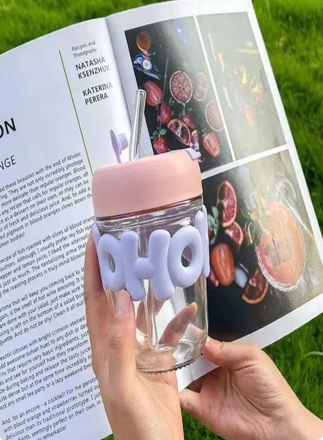 CAPSEA HOHO Glass Mug Shaker with Silicone Holster, Leak-Proof Lid & Straw - 350ml Small Glass Bottle with Silicone Cover for Kids Girls Boys, Iced Coffee, Smoothie, Baby Milk, Travel Sipper Cup -1 Pc - Image 4