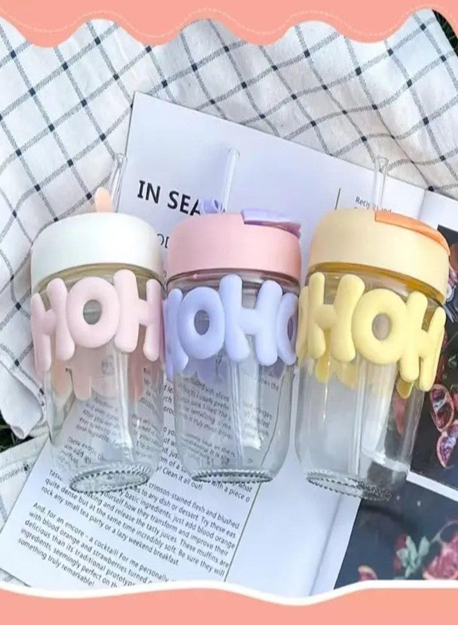 CAPSEA HOHO Glass Mug Shaker with Silicone Holster, Leak-Proof Lid & Straw - 350ml Small Glass Bottle with Silicone Cover for Kids Girls Boys, Iced Coffee, Smoothie, Baby Milk, Travel Sipper Cup -1 Pc - Image 5