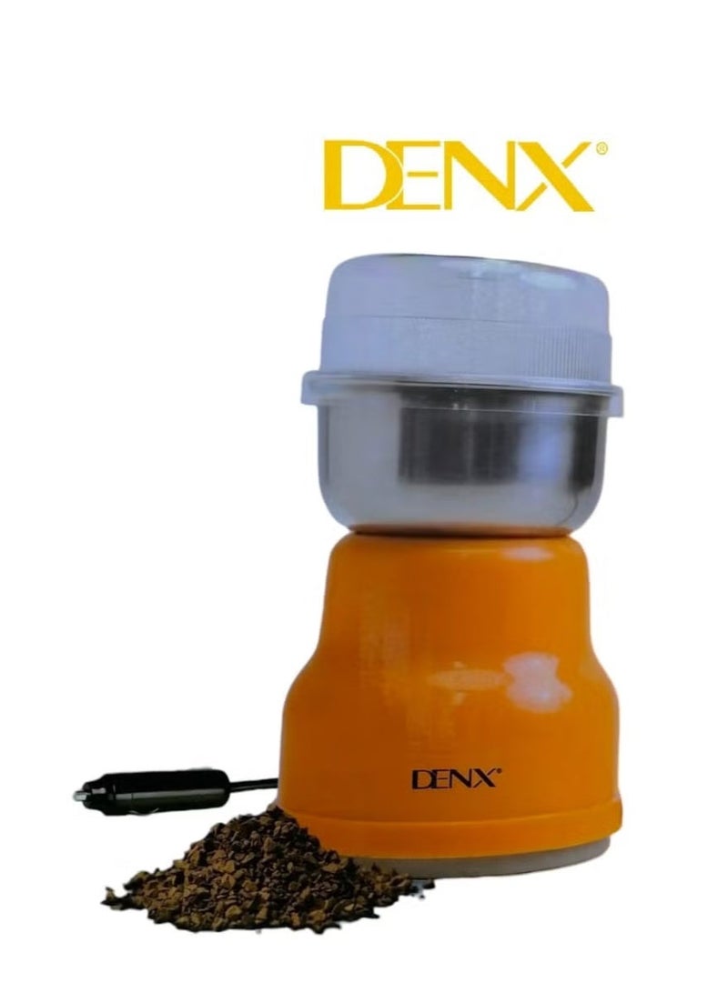 Denx Portable Mini Coffee Grinder Lightweight Multifunctional Stainless Steel 12V 120W 80g Capacity for Coffee Beans and Spices - Image 2