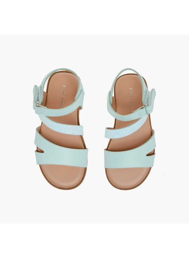 Flora Bella By Shoexpress Girls Strap Detail Sandals with Hook and Loop Closure - Image 2