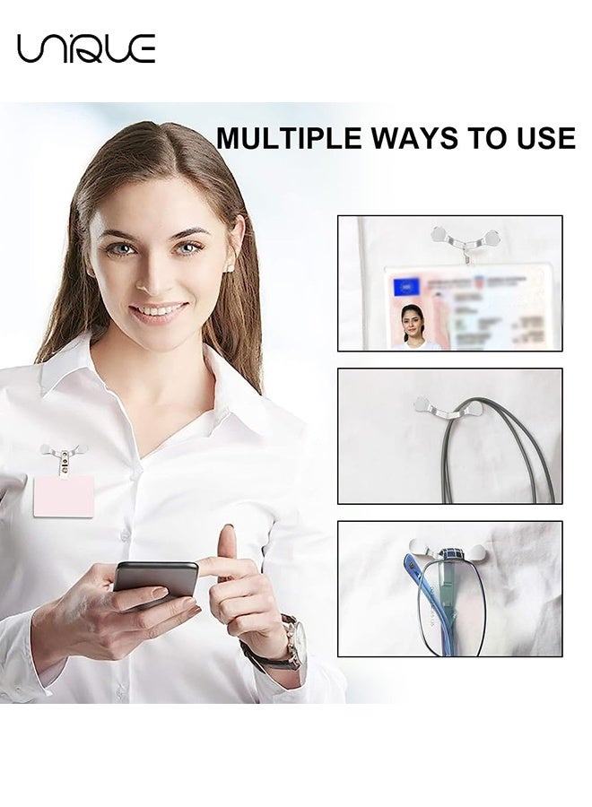 يونيك حامل نظارات مغناطيسي 2 قطعة - حامل نظارات - مشبك هنادسة من الفولاذ المقاوم للصدأ مع مغناطيس لتثبيت النظارات على الملابس للحفاظ على نظاراتك آمنة - حاملو النظارات للرجال والنساء (أسود/فضي) - Image 4