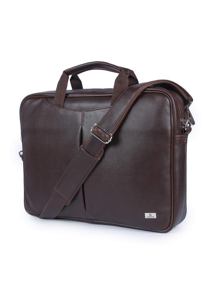 K London Messenger Bag - Laptop Bag for Men || Women, PU Leather Office Bag for Unisex | Supports Laptop Upto 15.6 inches (1810_Darkbrown) - Image 1